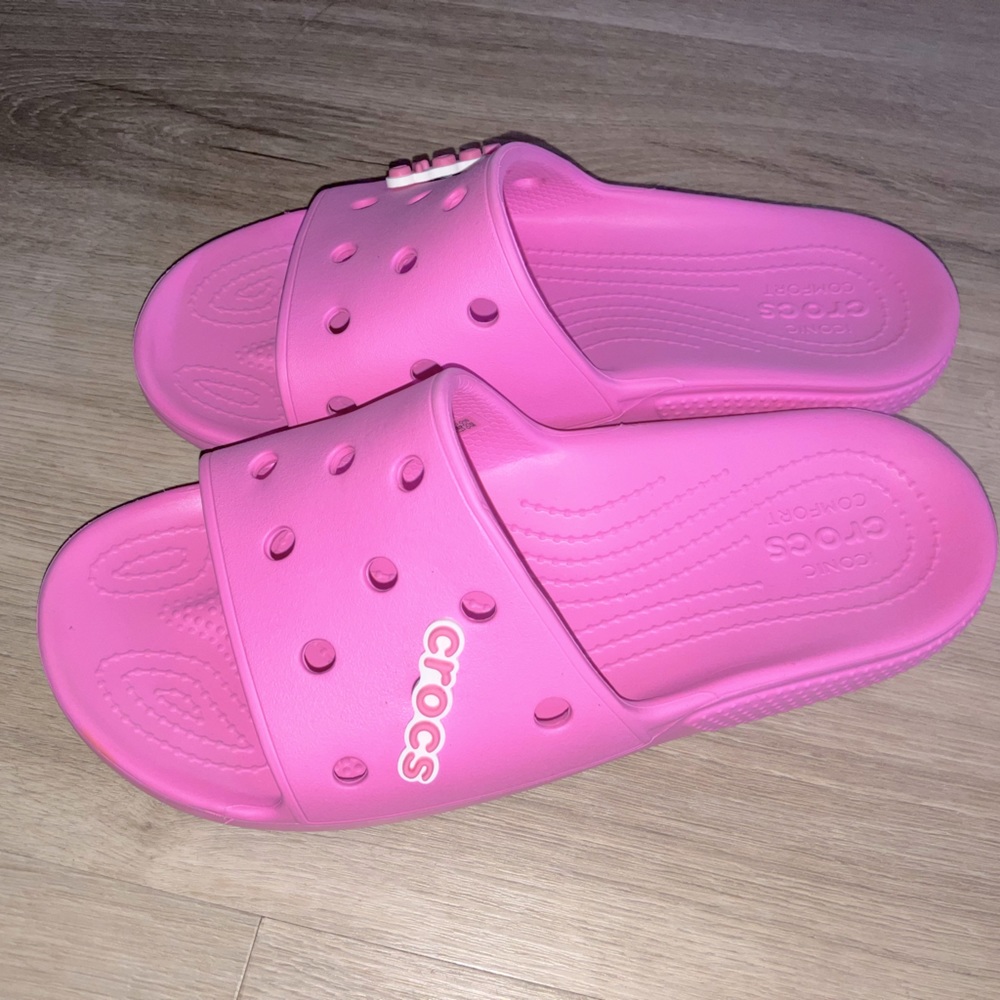 Pink crocs sandals size 10